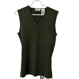 White Stag Womens Size Large 12/14 Olive Green Sleeveless Knit Tank Top Y2K